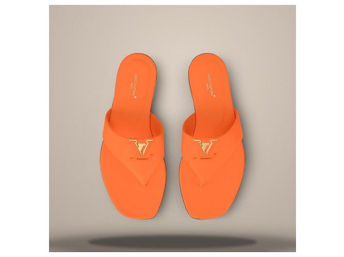 Louis Vuitton Sandali Mare Flat Thong Orange Arancione - vista 4