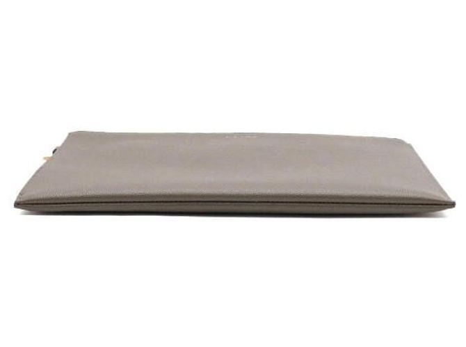 Saint Laurent Borsa Clutch in pelle kaki con tracolla per tablet - vista 8