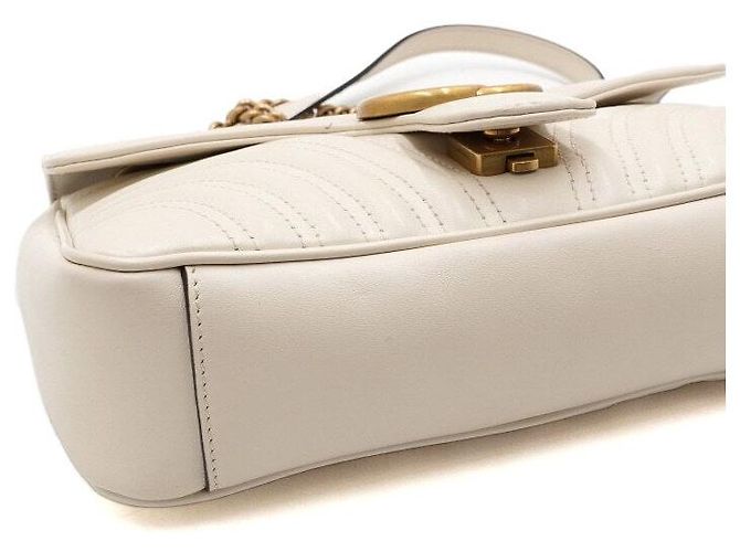 Gucci Borsa a tracolla bianca matelassé chevron con catena dorata Bianco - vista 11