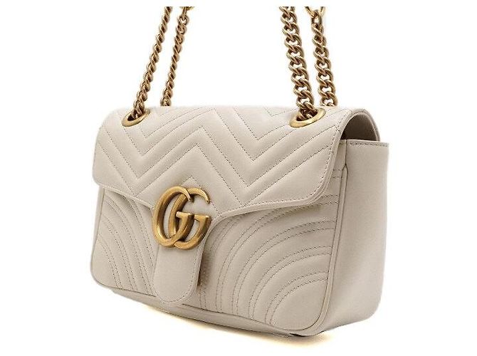Gucci Borsa a tracolla bianca matelassé chevron con catena dorata Bianco - vista 3