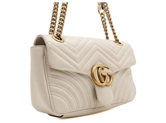 Gucci Borsa a tracolla bianca matelassé chevron con catena dorata Bianco - vista 4