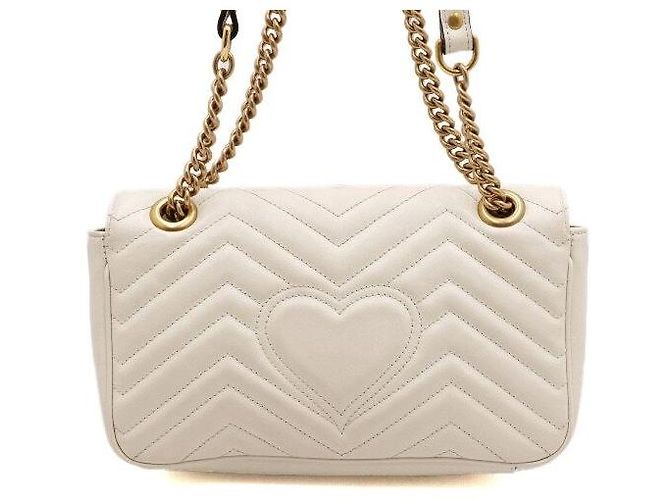 Gucci Borsa a tracolla bianca matelassé chevron con catena dorata Bianco - vista 5