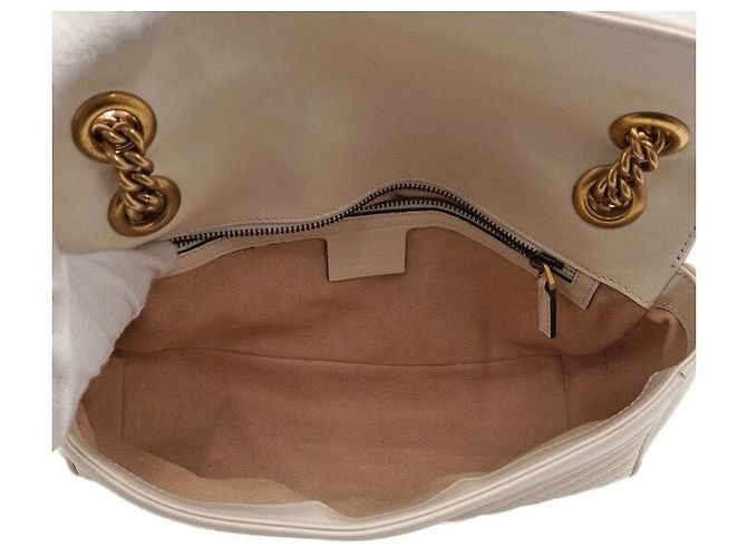 Gucci Borsa a tracolla bianca matelassé chevron con catena dorata Bianco - vista 6