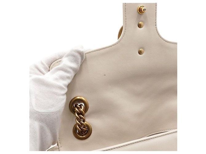 Gucci Borsa a tracolla bianca matelassé chevron con catena dorata Bianco - vista 8