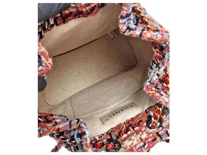 Chanel Zaino Gabrielle in tweed rosso Multicolore - vista 10