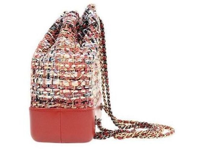 Chanel Zaino Gabrielle in tweed rosso Multicolore - vista 2