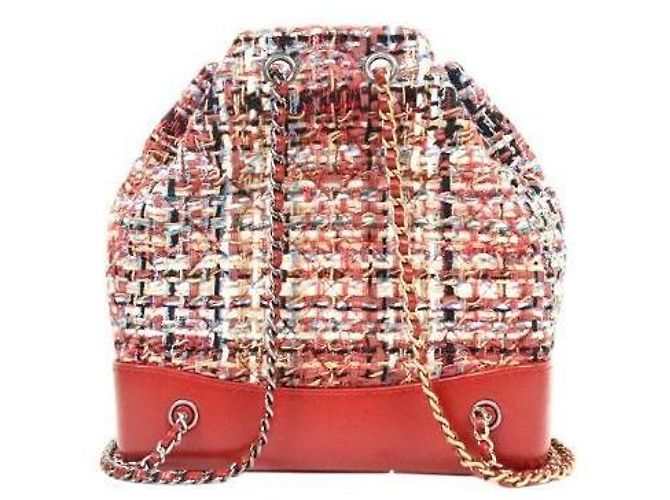 Chanel Zaino Gabrielle in tweed rosso Multicolore - vista 3