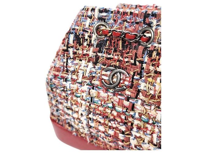 Chanel Zaino Gabrielle in tweed rosso Multicolore - vista 7