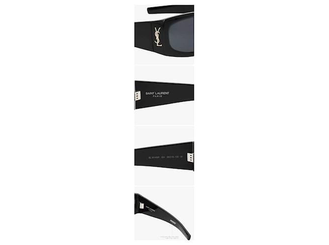 Saint Laurent Gafas de sol SL Cassandra Monogram Rectangular Wide para mujer Negro - vista 9