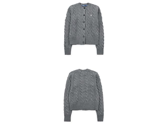 Ralph Lauren Strickjacke mit Zopfmuster und besticktem Logo für Damen Braun - Ansicht 3