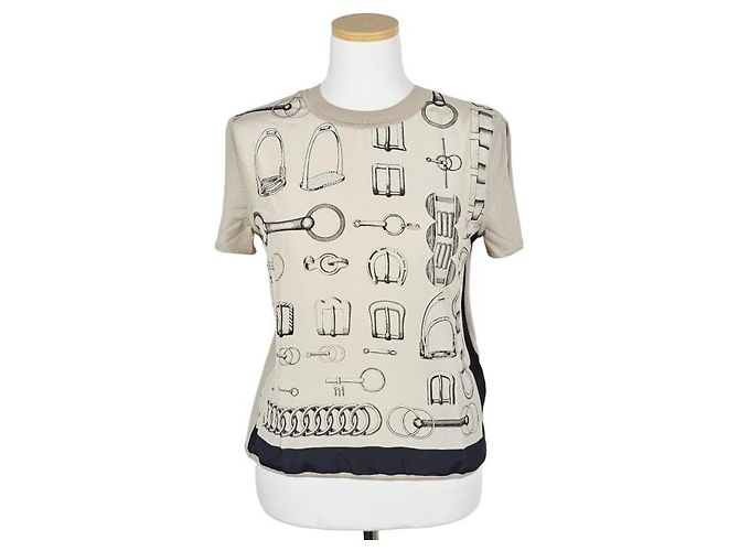 Hermès Kurzarm-Pullover für Damen aus Strick Braun - Ansicht 2