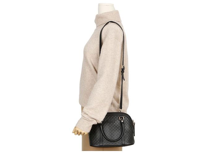 Gucci Mini Borsa Tote Dome in Pelle Microshima Nera Nero - vista 11