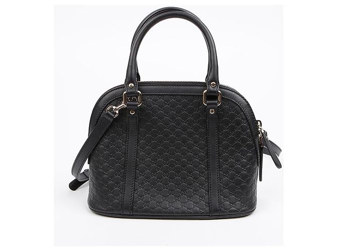 Gucci Mini Borsa Tote Dome in Pelle Microshima Nera Nero - vista 3