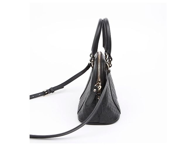 Gucci Mini Borsa Tote Dome in Pelle Microshima Nera Nero - vista 4