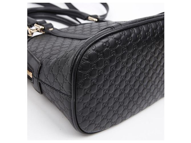 Gucci Mini Borsa Tote Dome in Pelle Microshima Nera Nero - vista 7