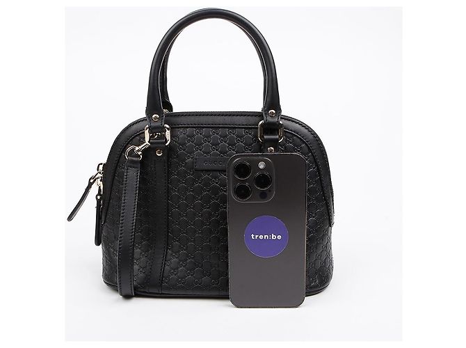 Gucci Mini Borsa Tote Dome in Pelle Microshima Nera Nero - vista 8