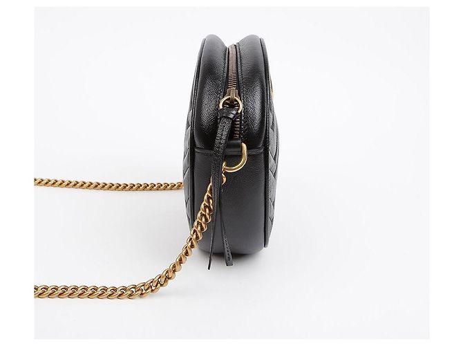 Gucci Borsa a tracolla rotonda mini GG Marmont Nera Nero - vista 5