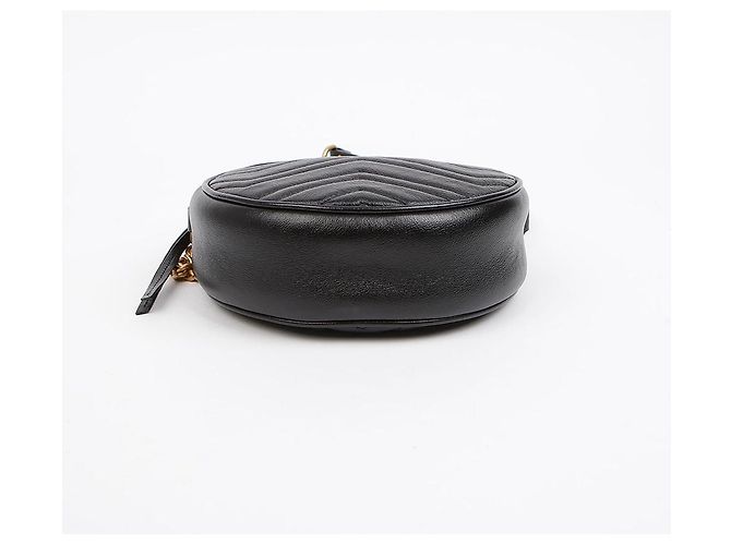 Gucci Borsa a tracolla rotonda mini GG Marmont Nera Nero - vista 6