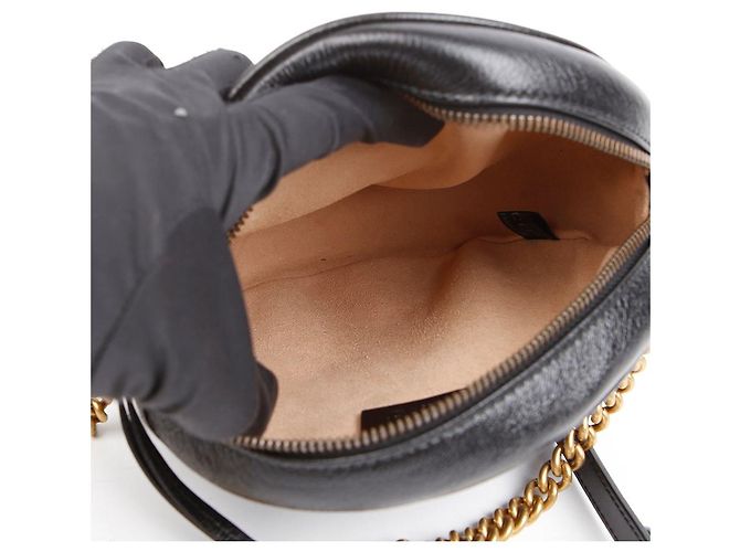 Gucci Borsa a tracolla rotonda mini GG Marmont Nera Nero - vista 8