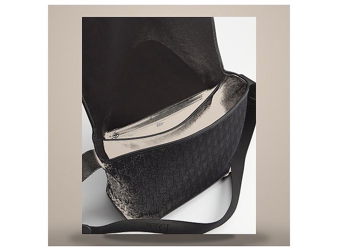 Dior Jet Flap Messenger Bag Medium Black Oblique Jacquard - Ansicht 5