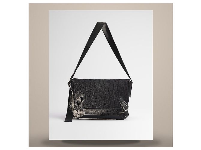 Dior Jet Flap Messenger Bag Medium Black Oblique Jacquard - Ansicht 6