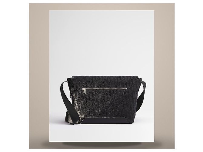 Dior Jet Flap Messenger Bag Medium Black Oblique Jacquard - Ansicht 7