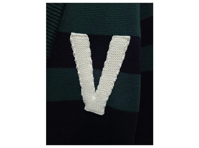 Valentino Baumwollcardigan in Navy Green mit besticktem LOGO-Patch Blau - Ansicht 3