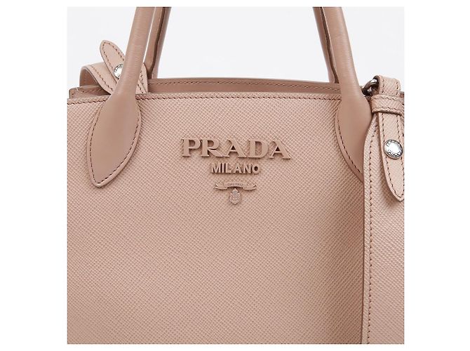 Prada Borsa Tote piccola Monochrome in pelle Saffiano Rosa - vista 2