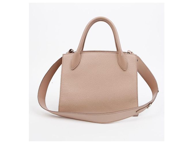 Prada Borsa Tote piccola Monochrome in pelle Saffiano Rosa - vista 4