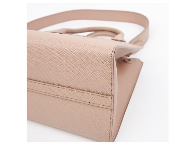 Prada Borsa Tote piccola Monochrome in pelle Saffiano Rosa - vista 8