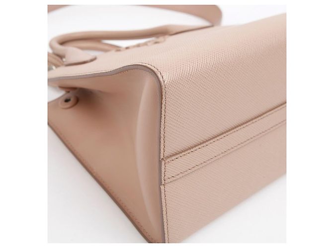 Prada Borsa Tote piccola Monochrome in pelle Saffiano Rosa - vista 9