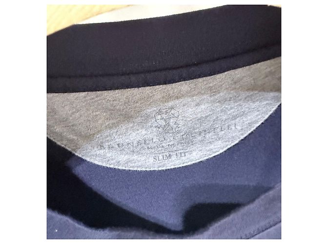 Brunello Cucinelli Baumwoll-T-Shirt mit besticktem Logo Navy XXL Blau - Ansicht 4