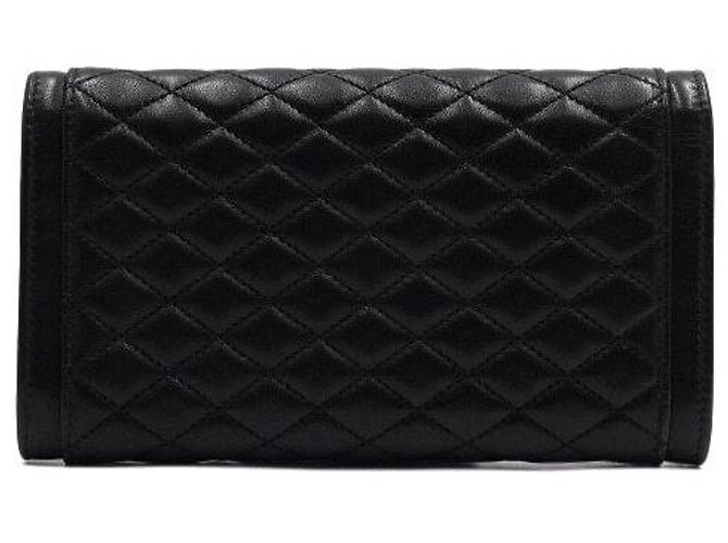 Saint Laurent Cartera con solapa de piel de cordero acolchada negra - vista 5