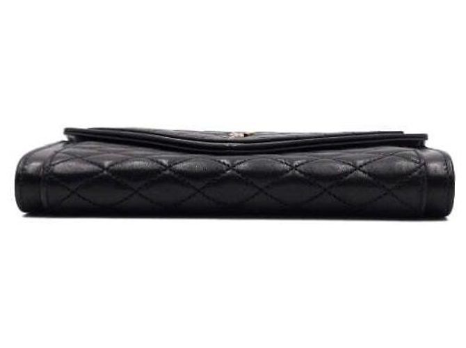 Saint Laurent Cartera con solapa de piel de cordero acolchada negra - vista 9