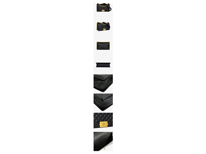 Chanel Bolso Boy Medium Serie Negra Caviar Bañado en Oro Negro - vista 2