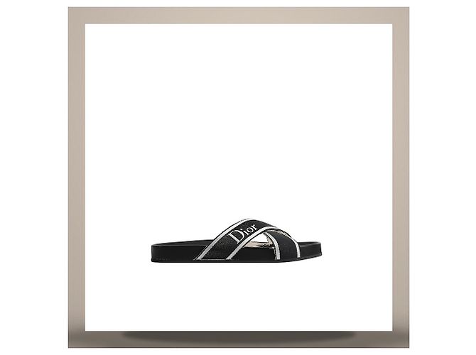 Cannage Dior Sandali Riviera Aqua Black White Technical Fabric - vista 4