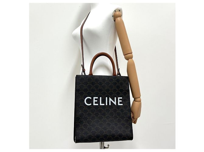 Céline Triomphe Vertical Cabas Kleine Tote Bag Braun - Ansicht 3
