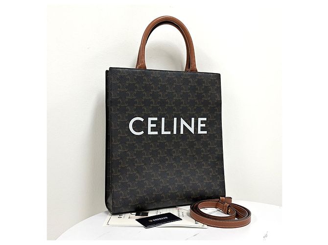 Céline Triomphe Vertical Cabas Kleine Tote Bag Braun - Ansicht 4