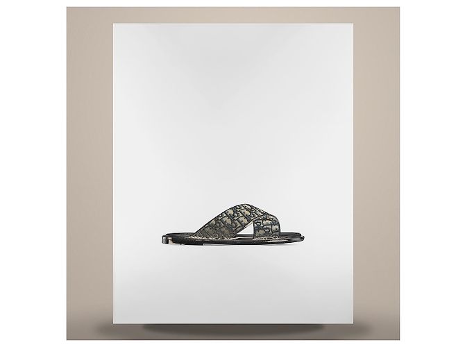 Dior Sandali in jacquard Oblique beige e nero - vista 2