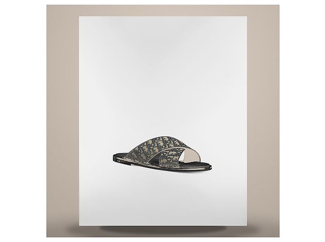 Dior Sandali in jacquard Oblique beige e nero - vista 4