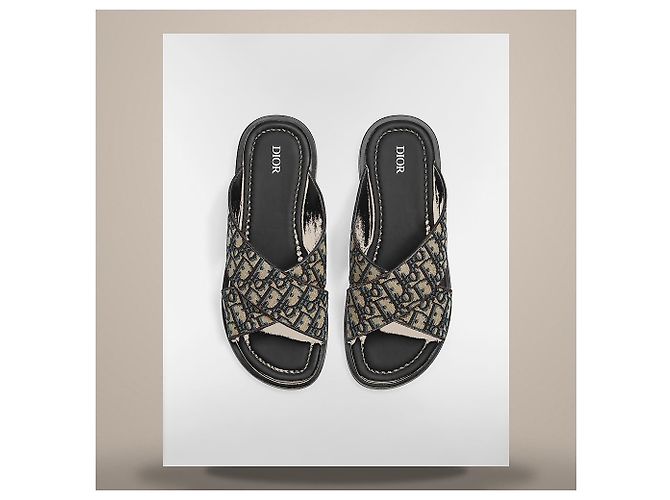 Dior Sandali in jacquard Oblique beige e nero - vista 5