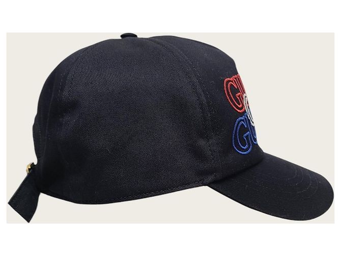 Gucci Cappellino da baseball nero con logo ricamato multicolore - vista 3
