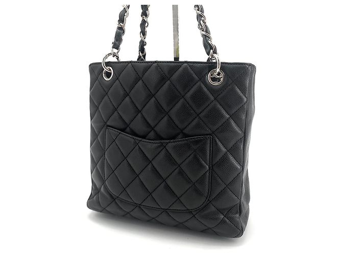 Chanel Borsa a tracolla Caviar Petit Shopping Nero - vista 10