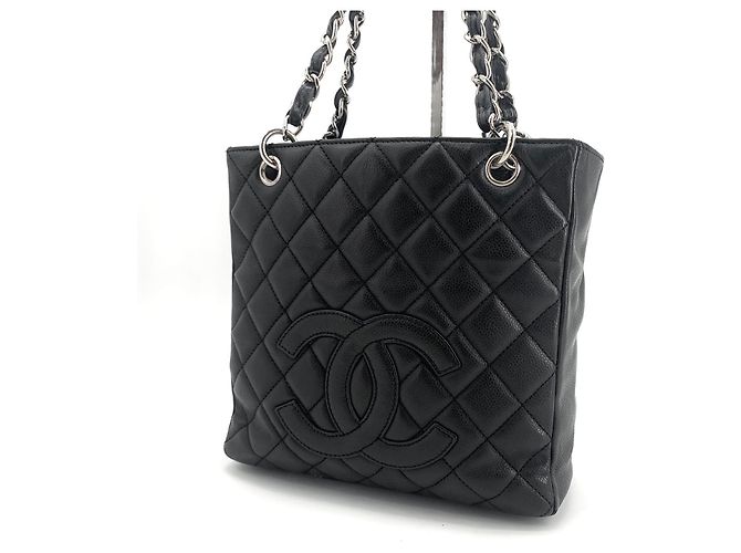 Chanel Borsa a tracolla Caviar Petit Shopping Nero - vista 9