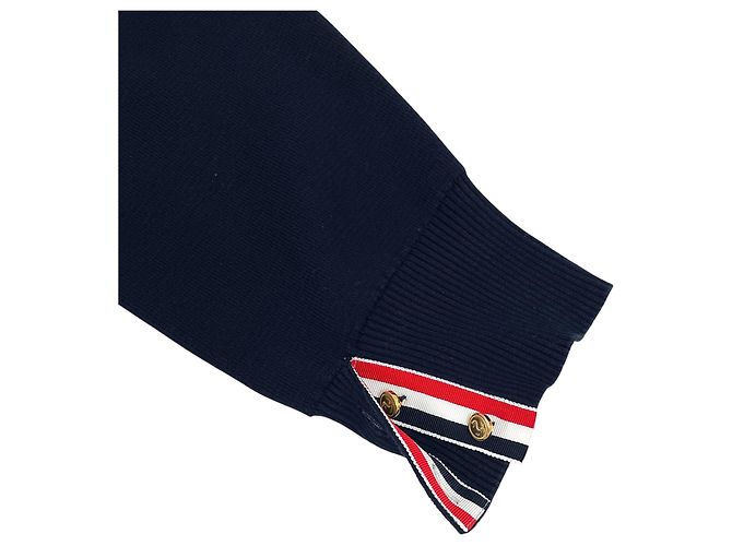 Thom Browne Navy Milano Stitch Strick mit diagonalen Bündchen Blau - Ansicht 5