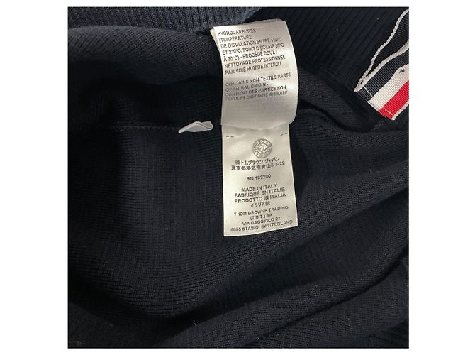 Thom Browne Navy Milano Stitch Strick mit diagonalen Bündchen Blau - Ansicht 6