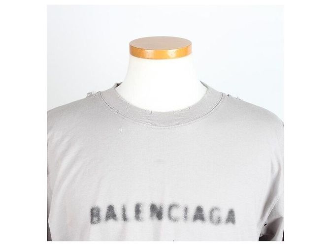 Balenciaga Blur Logo Vintage Jersey T-Shirt Grau Braun - Ansicht 5