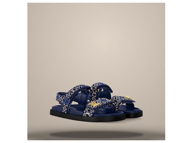 Louis Vuitton Sandalo Sunset Flat Comfort Blu Navy - vista 2
