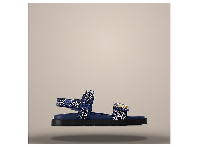Louis Vuitton Sandalo Sunset Flat Comfort Blu Navy - vista 3