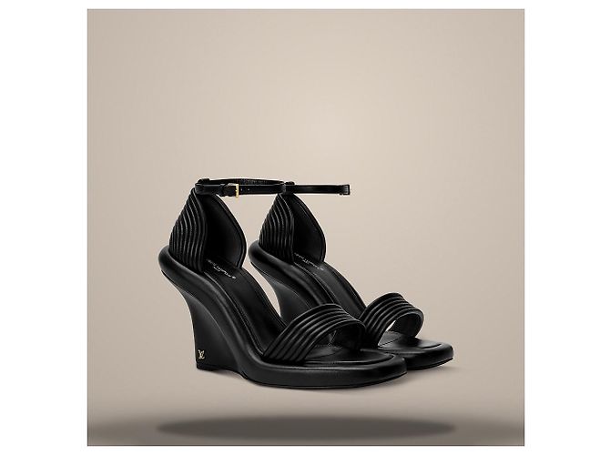 Louis Vuitton Sandalo con zeppa Lounge Black Nero - vista 2